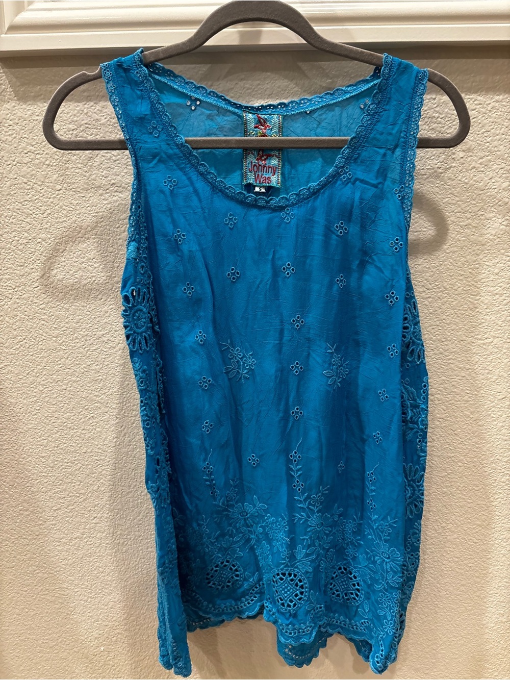Johnny Was Turquoise Embroidered Sleeveless Camisole